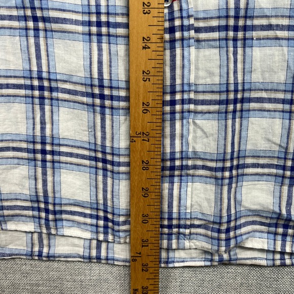 Cremieux French Linen Plaid Button Shirt Men XXL Blue White Prep Coastal NEW NWT - Picture 9 of 12